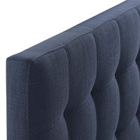 Modway Lily Tufted Linen Fabric Upholstered Twin Headboard In Navy