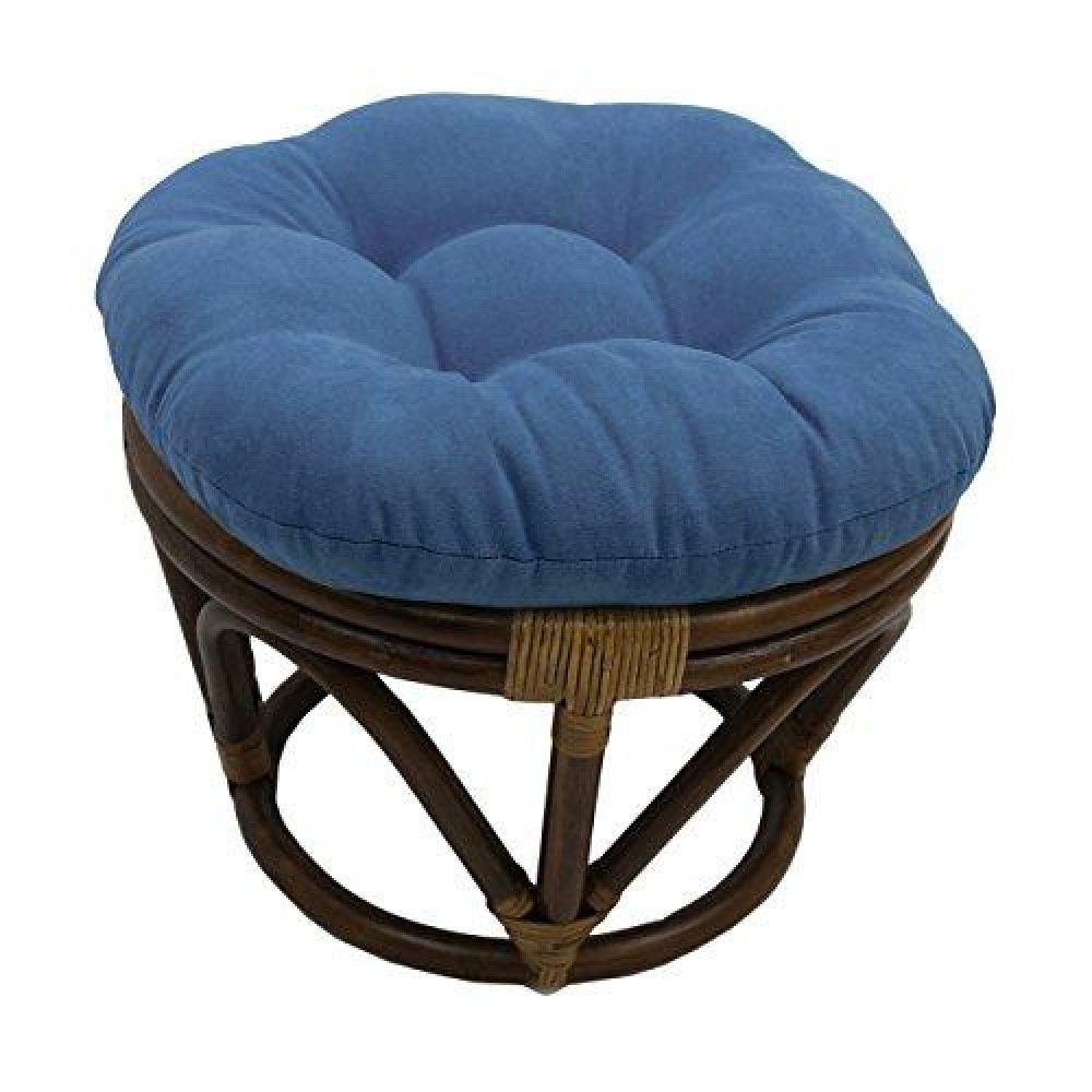 Blazing Needles Solid Microsuede Tufted Round Footstool Cushion, 18