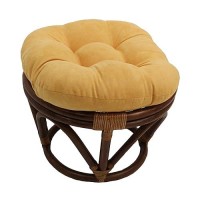 Blazing Needles Solid Microsuede Tufted Round Footstool Cushion, 18