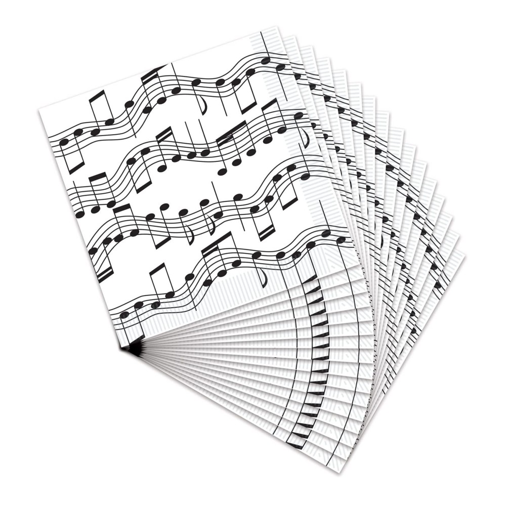 Beistle 16 Piece Music Notes Paper Beverage Napkins 50S Theme Rock And Roll Tableware For 1950S Party Awards Night Decoratio