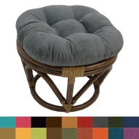 International Caravan Furniture Piece Rattan Ottoman With Micro Suede Cushion