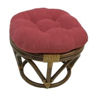 International Caravan Furniture Piece Rattan Ottoman With Micro Suede Cushion