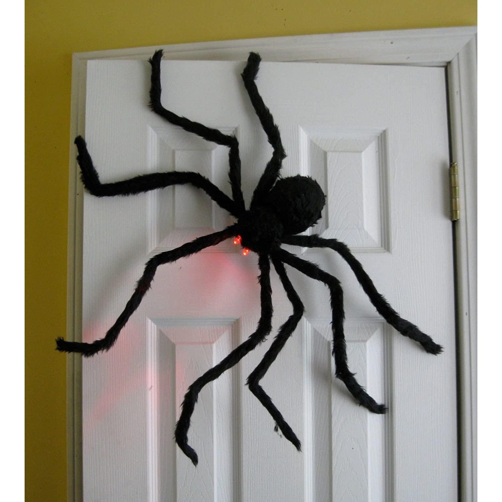 Pretex Halloween Spider With Light Up Eyes Led Lights Decorations 4 Ft Hairy Spider Prop With Giant Led Red Eyes Halloween