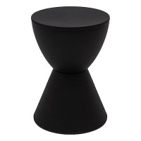 Leisuremod Side Table Modern Abs Shell Ribbed Hourglass Accent End Table Indoor And Outdoor Use 16.75