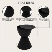 Leisuremod Side Table Modern Abs Shell Ribbed Hourglass Accent End Table Indoor And Outdoor Use 16.75