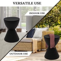 Leisuremod Side Table Modern Abs Shell Ribbed Hourglass Accent End Table Indoor And Outdoor Use 16.75