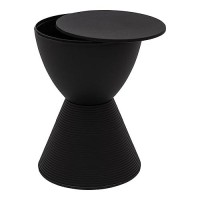 Leisuremod Side Table Modern Abs Shell Ribbed Hourglass Accent End Table Indoor And Outdoor Use 16.75