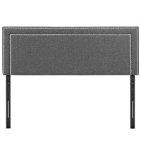 Modway Mod-5378 Jessamine Upholstered Fabric Platform Bed Frame With Queen Headboard And Tapered Legs In Gray