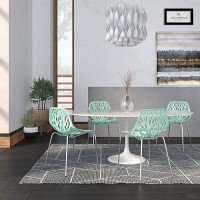 Leisuremod Forest Modern Side Dining Chair With Chromed Legs, Set Of 4 (Mint)