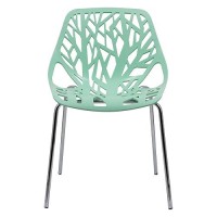 Leisuremod Forest Modern Side Dining Chair With Chromed Legs, Set Of 4 (Mint)