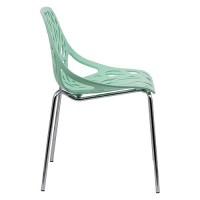 Leisuremod Forest Modern Side Dining Chair With Chromed Legs, Set Of 4 (Mint)