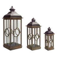 Wooden Floor Lantern Set Of 3