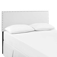 Modway Phoebe Faux Leather Upholstered King Headboard In White With Nailhead Trim