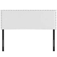 Modway Phoebe Faux Leather Upholstered King Headboard In White With Nailhead Trim