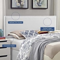 Modway Phoebe Faux Leather Upholstered King Headboard In White With Nailhead Trim