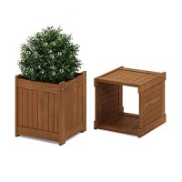 FURINNO FG16011 Tioman Hardwood Flower Box 1Pack Natural