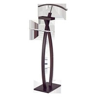 Pilaster Designs Modern Walnut Wood Chrome Metal Chert Suit Rack Clothes Valet Stand