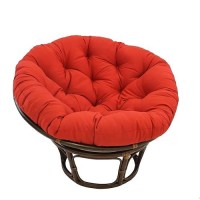 International Caravan Furniture Piece 42-Inch Rattan Papasan Chair With Solid Twill Cushion