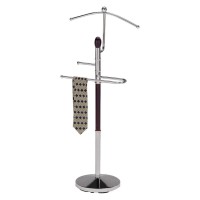 Pilaster Designs Valet Stand Hat And Coat Rack Chrome Walnut Finish