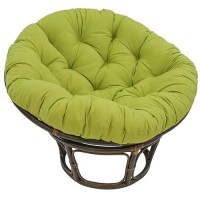 International Caravan Furniture Piece 42-Inch Rattan Papasan Chair With Solid Twill Cushion