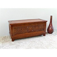 International Caravan Furniture Piece Windsor Carved Wood Trunk