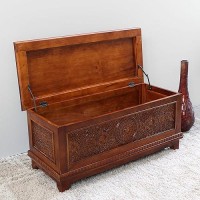 International Caravan Furniture Piece Windsor Carved Wood Trunk