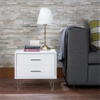 Acme Deoss Wooden Rectangular 2-Drawer Nightstand With V Shaped Legs In White