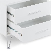 Acme Deoss Wooden Rectangular 2-Drawer Nightstand With V Shaped Legs In White