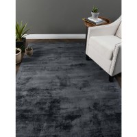 Cameron Handwoven Distressed Viscose Area Rug Ink Blue 2X3