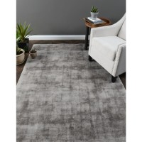 Cameron Handwoven Distressed Viscose Area Rug Dove Gray 5X8