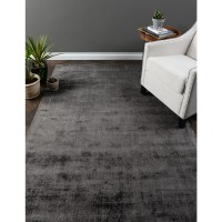 Cameron Handwoven Distressed Viscose Area Rug Charcoal 2X3