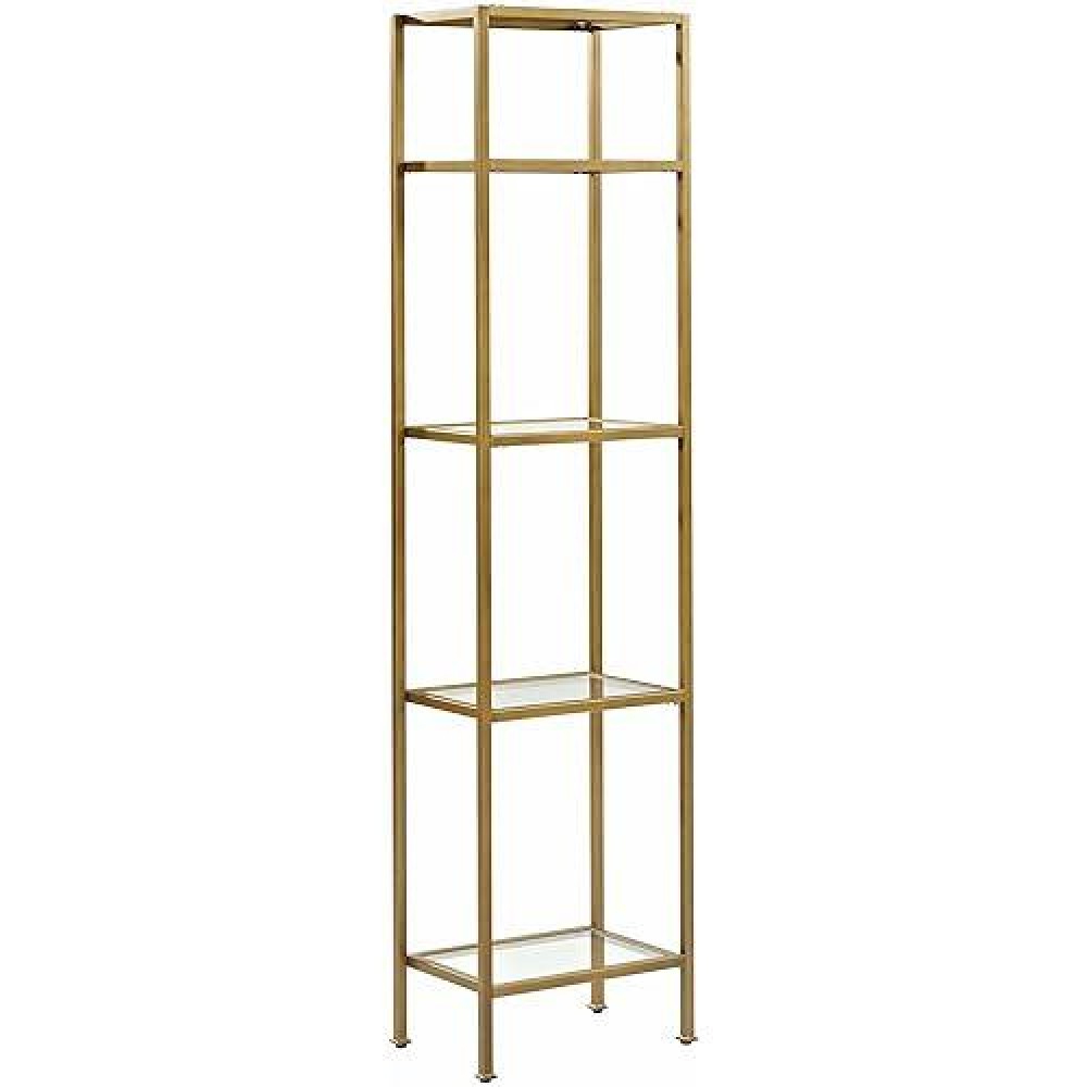 Crosley Furniture Aimee Narrow Etagere Bookcase - Gold And Glass