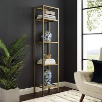 Crosley Furniture Aimee Narrow Etagere Bookcase - Gold And Glass