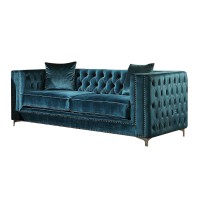 AcME gillian Loveseat w2 Pillows in Dark Teal Velvet 52791D0102H7c2KJ