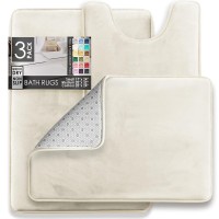 Clara Clark 3 Piece Bathroom Rugs Bath Mat Set Velvet Memory Foam Bath Mats For Bathroom Nonslip Pvc Backing Bath Rugs Was