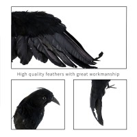 Halloween Crows And Ravens Decor Realistic Handmade Decorations Fake Crows Ravens Prop 3 Pack Black Crows Halloween Decor Feathe