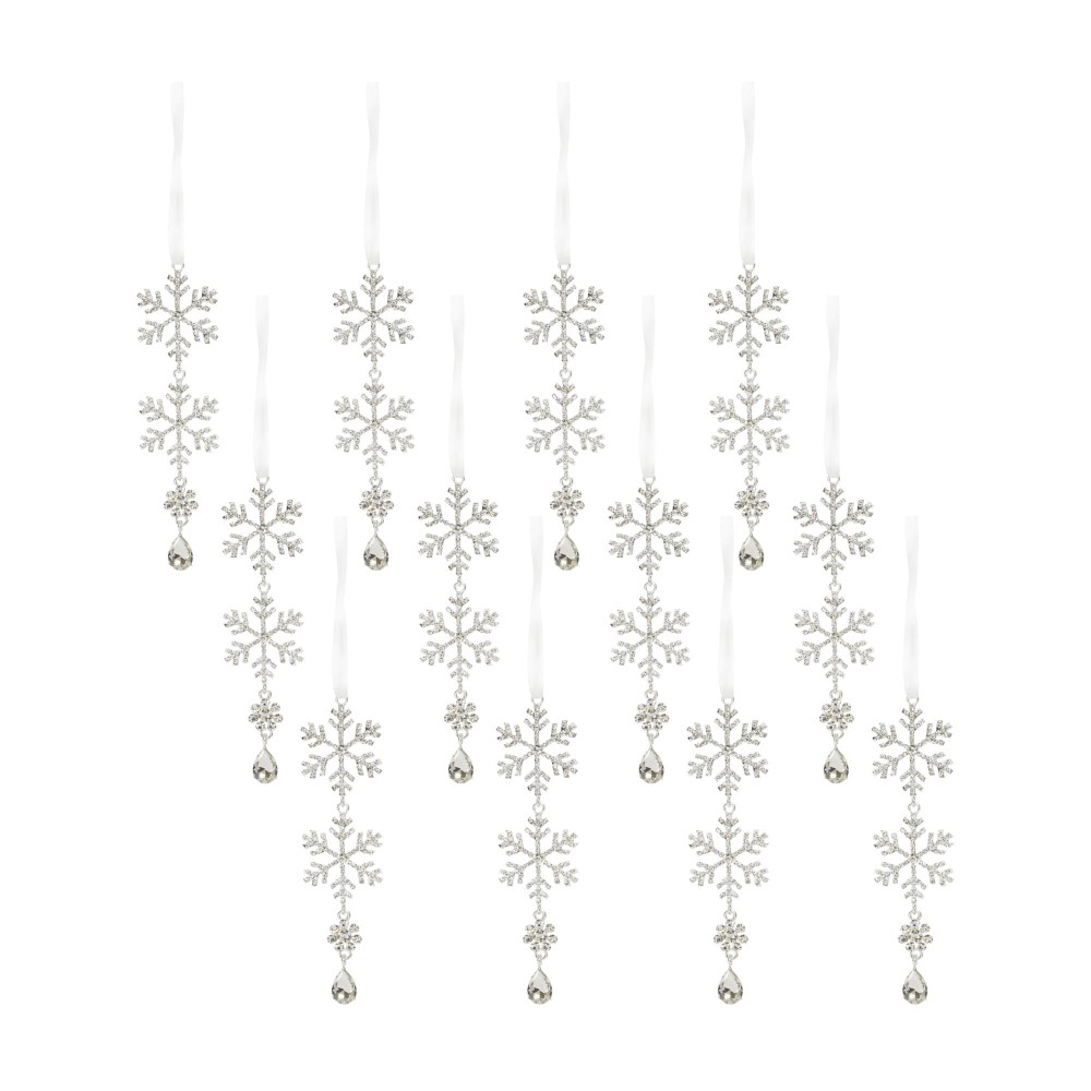 Jewel Tiered Snowflake Ornament Set Of 12