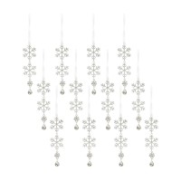 Jewel Tiered Snowflake Ornament Set Of 12