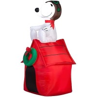 Gemmy Inflatable Snoopy On House  3.5 Foot Holiday Inflatables Outdoor Decorations  G08-19373