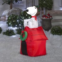 Gemmy Inflatable Snoopy On House  3.5 Foot Holiday Inflatables Outdoor Decorations  G08-19373