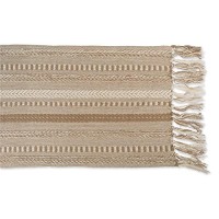 Dii Farmhouse Braided Stripe Table Runner Collection, 15X72 (15X77, Fringe Included), Stone