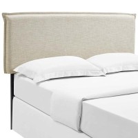 Modway Camille Linen Fabric Upholstered Queen Headboard In Beige With French Piping