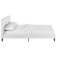 Modway Anya Upholstered White Full Platform Bed With Wood Slat Support