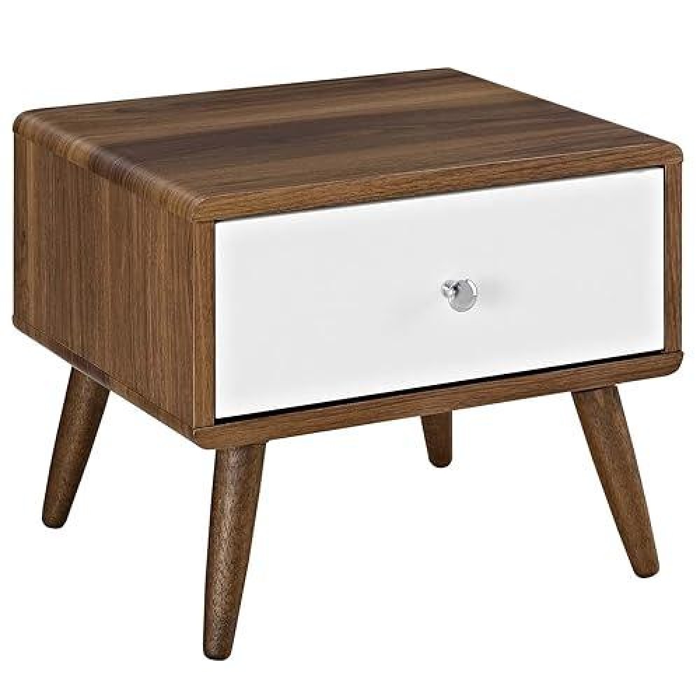 Modway Transmit Mid-Century Modern Nightstand Or Side Accent Table In Walnut