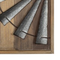 Stratton Home Dcor S11547 Windmill Wall Dcor 1772 W X 177 D X 3150 H Mixed Natural Wood Galvanized Metal Antique Bron