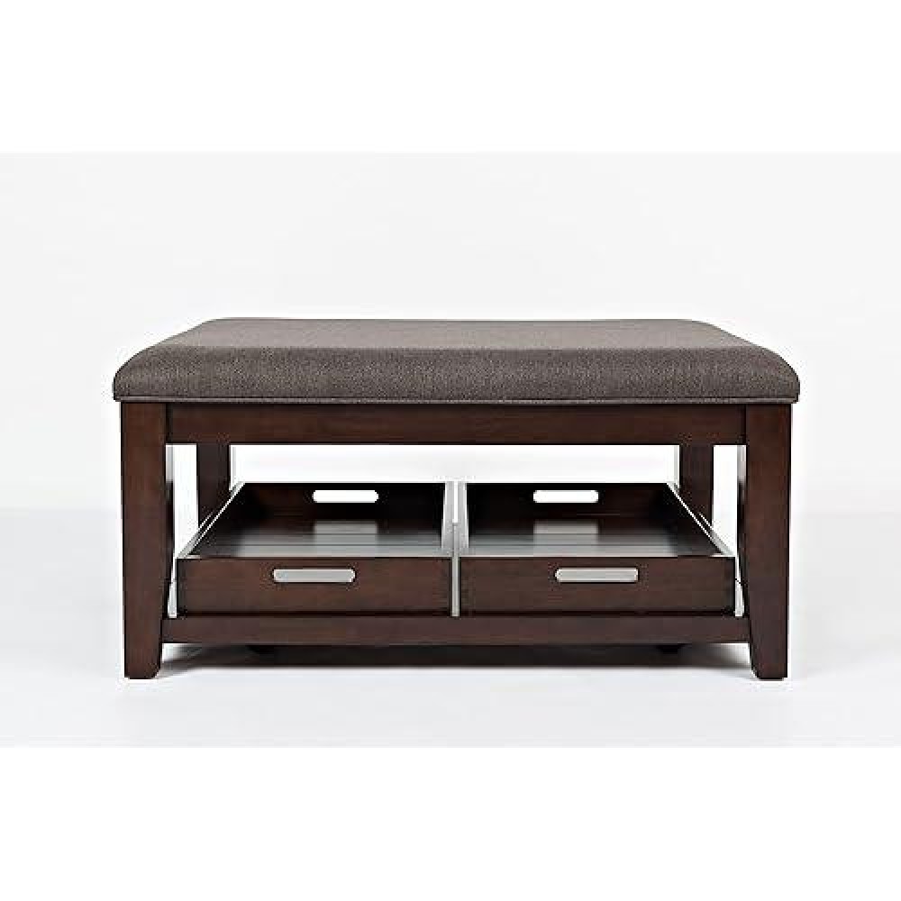 Jofran Inc. Twin Cities Charcoal Upholstered Ottoman Coffee Table With Storage