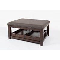 Jofran Inc. Twin Cities Charcoal Upholstered Ottoman Coffee Table With Storage