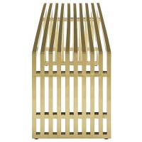 Modway Gridiron Contemporary Modern Gold Stainless Steel Large Bench, 60