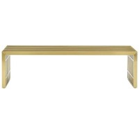 Modway Gridiron Contemporary Modern Gold Stainless Steel Large Bench, 60