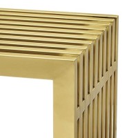 Modway Gridiron Contemporary Modern Gold Stainless Steel Large Bench, 60